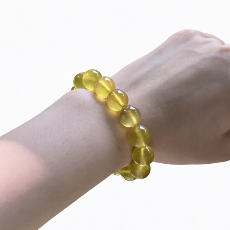 Natural Yellow Fluorite Bracelet for Women Men, Genius Stone Healing Crystal, Enhance Focus & Mental Clarity Jewelry Gift