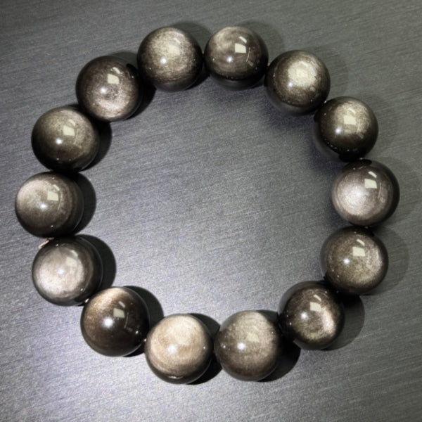 Double-Eyed Silver Obsidian Bracelet