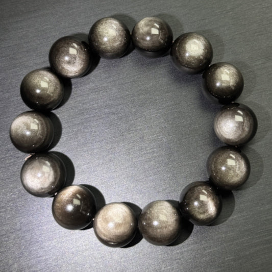 Double-Eyed Silver Obsidian Bracelet