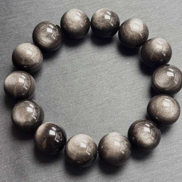 Double-Eyed Silver Obsidian Bracelet