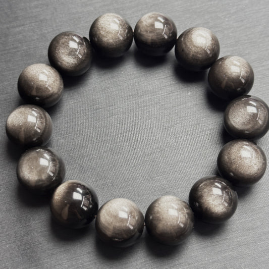 Double-Eyed Silver Obsidian Bracelet