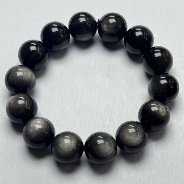 Double-Eyed Silver Obsidian Bracelet