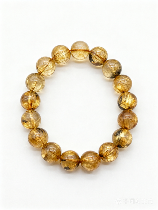 Golden Rutilated Quartz Bracelet, Wholesale Golden Rutilated Quartz Crystal Beads for Men and Women