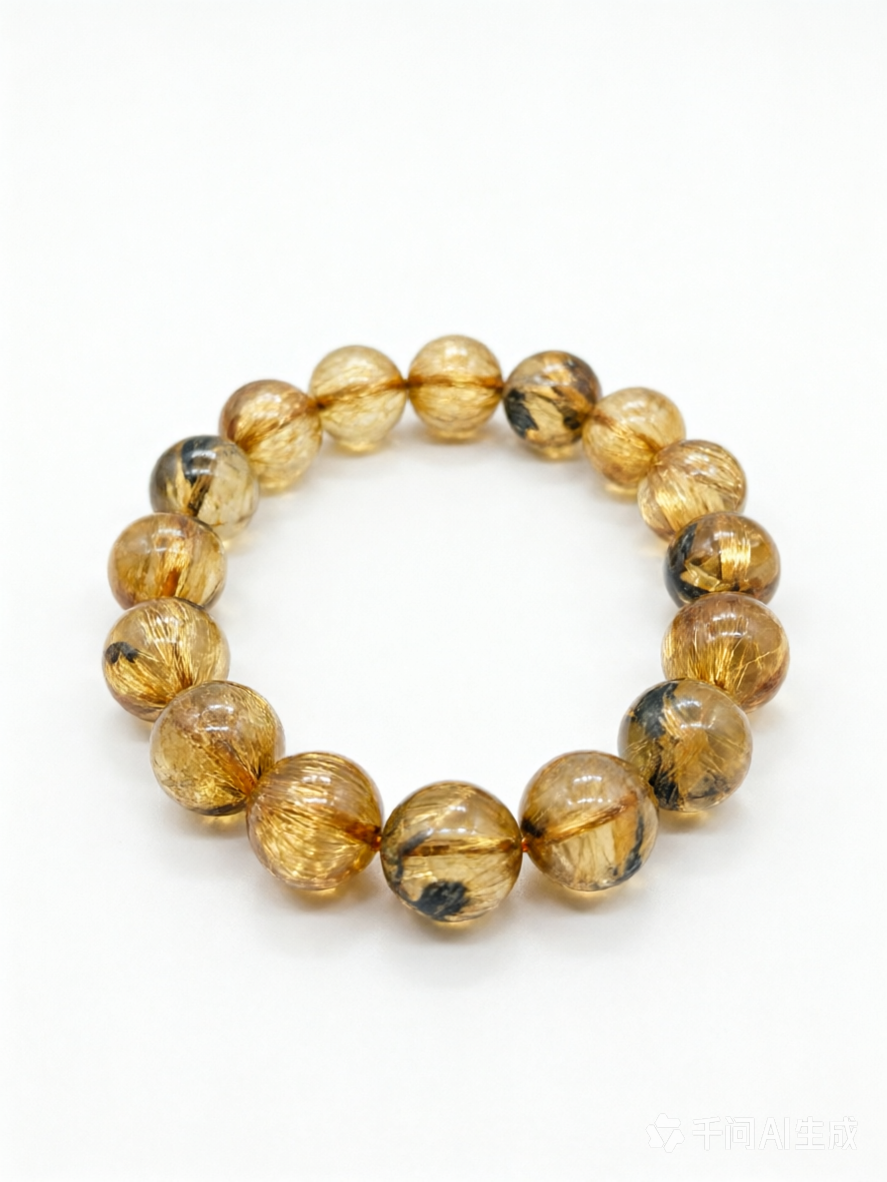 Natural Golden Rutilated Quartz Bracelet, Wholesale Golden Rutilated Quartz Crystal Beads for Men and Women