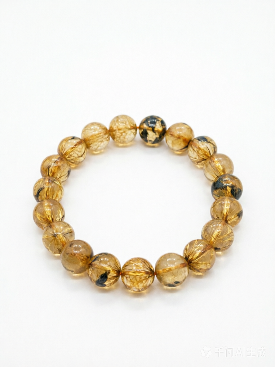 Natural Golden Rutilated Quartz Bracelet, Wholesale Golden Rutilated Quartz Crystal Beads for Men and Women